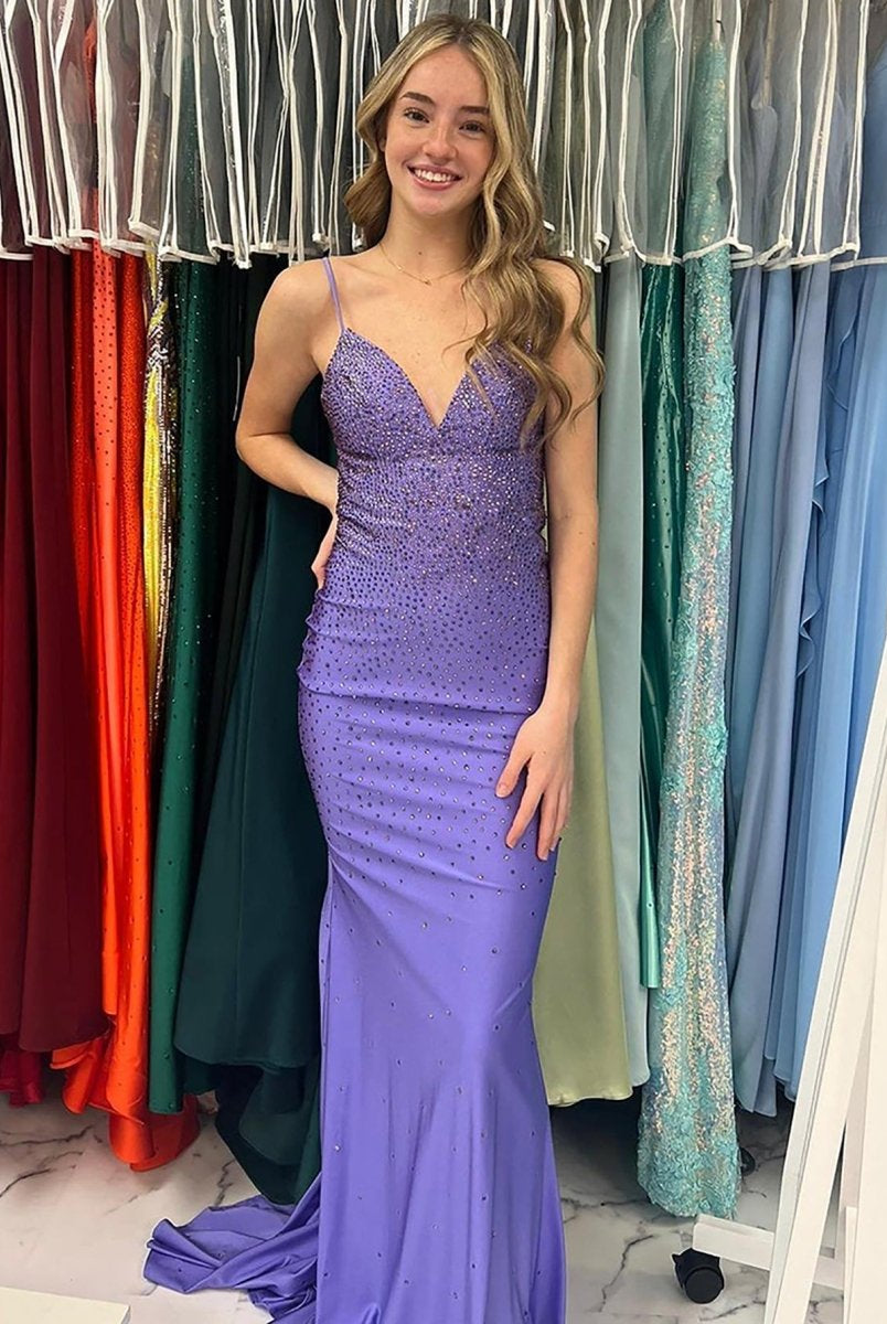 Avayah | Mermaid Blue V - Neck Long Prom Dress - KissProm