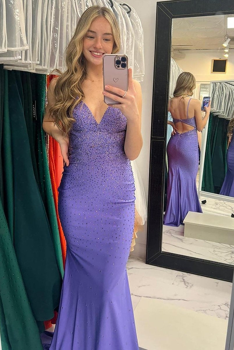 Avayah | Mermaid Blue V - Neck Long Prom Dress - KissProm