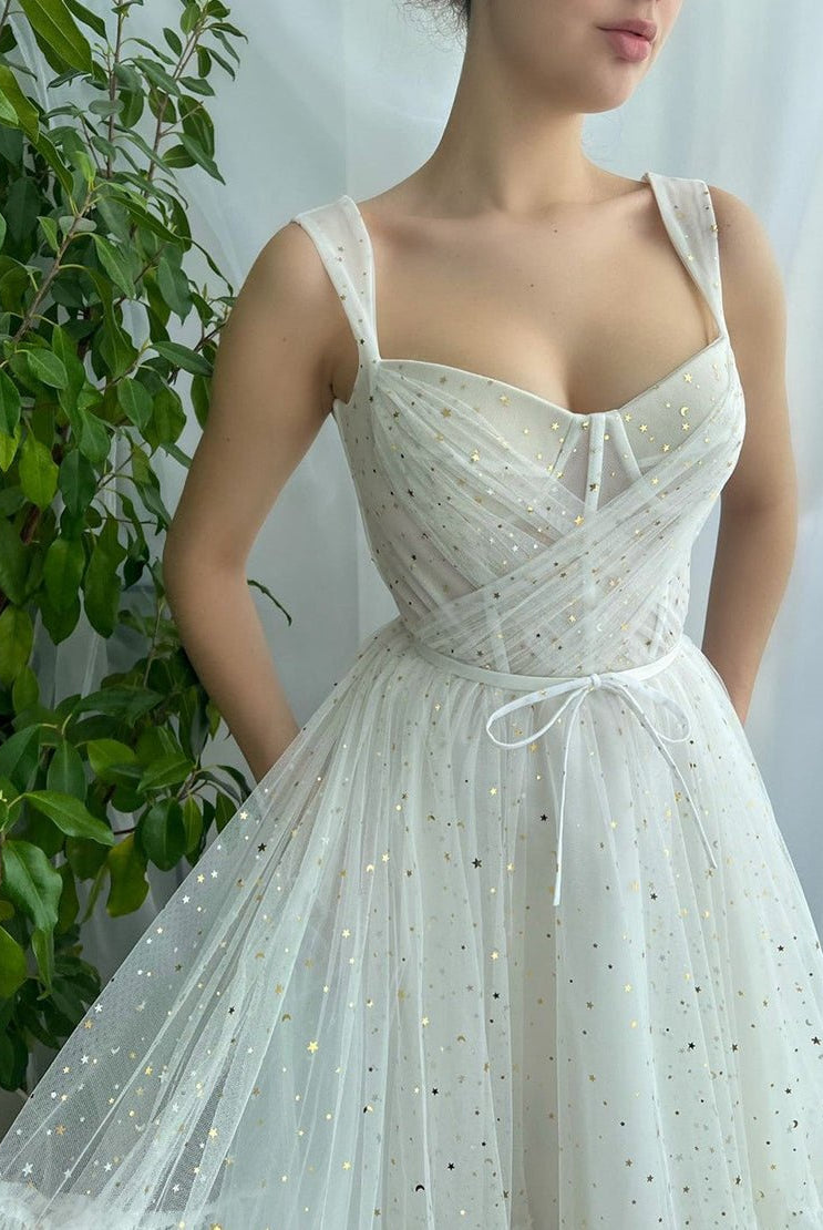 Amie | Straps Short Tulle White Homecoming Dress - KissProm