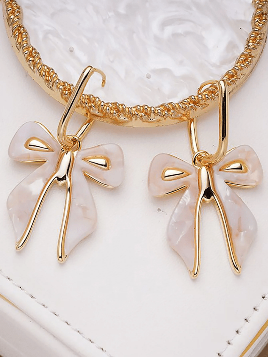 White Cute Bow Earrings - KissProm