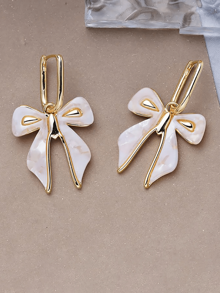 White Cute Bow Earrings - KissProm