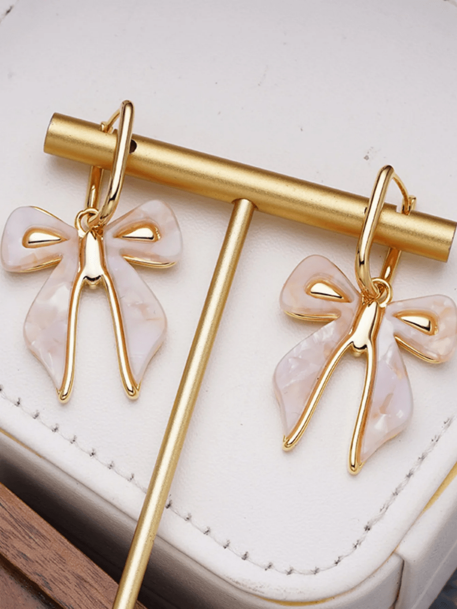 White Cute Bow Earrings - KissProm
