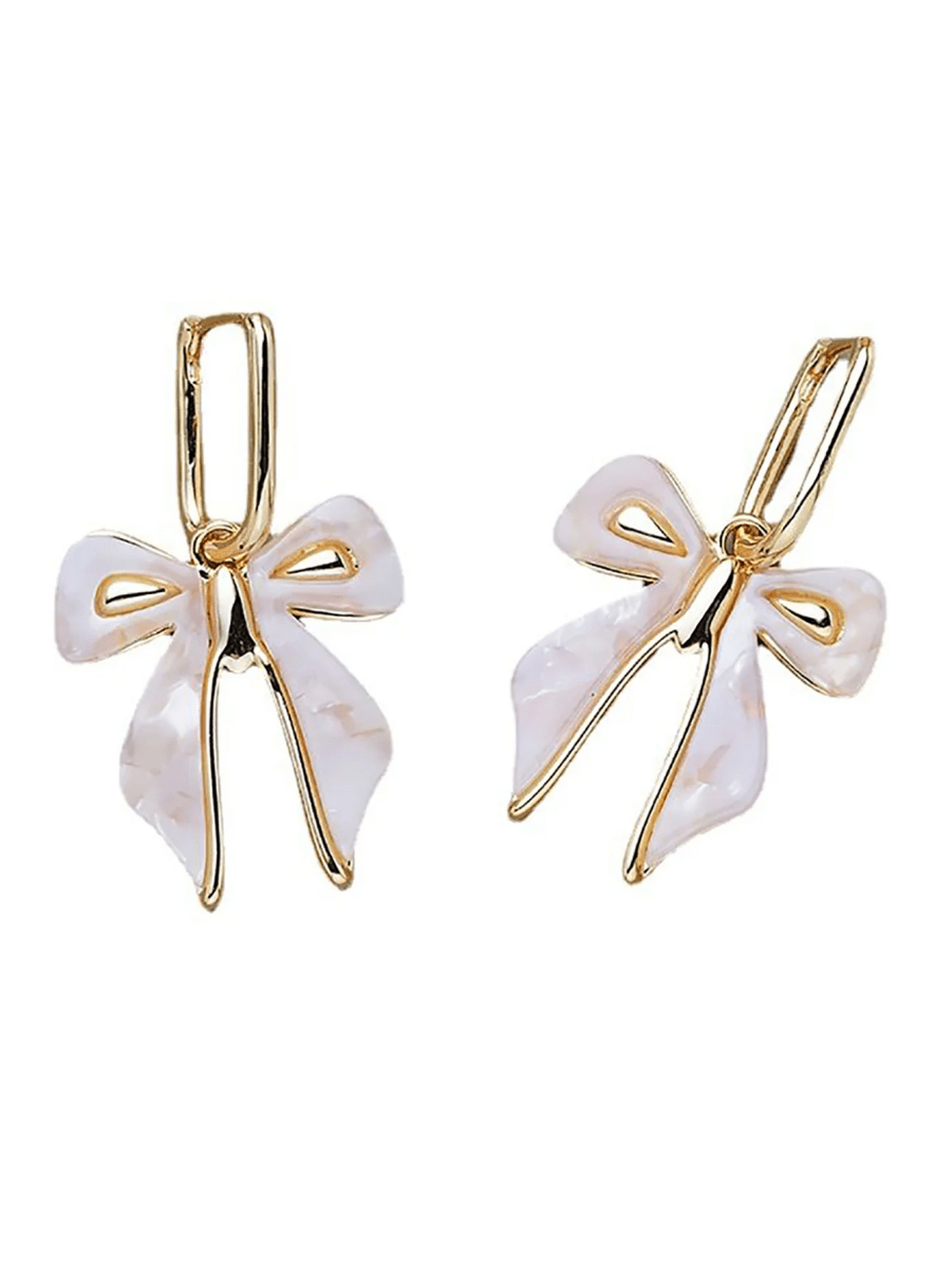 White Cute Bow Earrings - KissProm