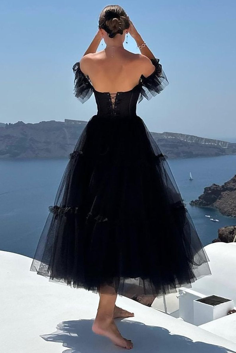 Katalina |A-Line Corset Ruffled Tulle Prom Dress