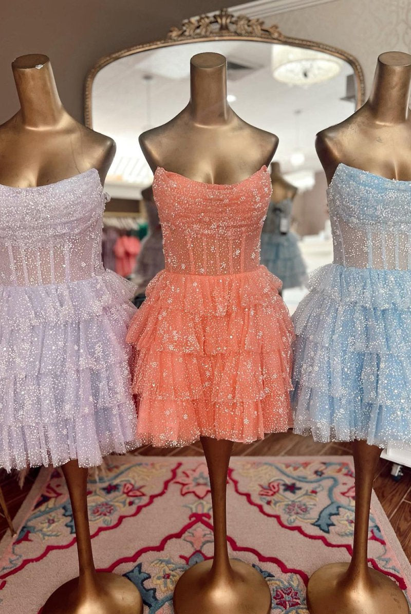 Willow | A Line Strapless Tiered Homecoming Dress