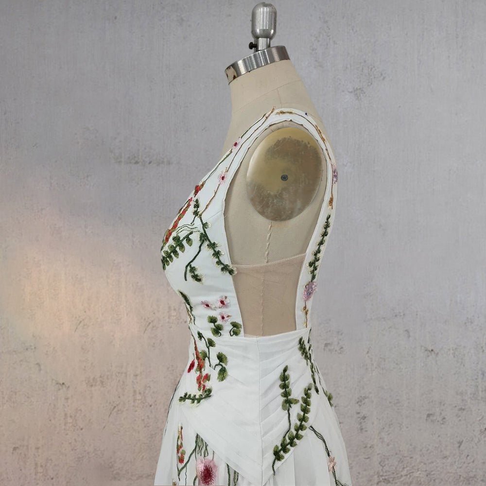 A-Line Flower Appliqued Majesty Wedding Dress