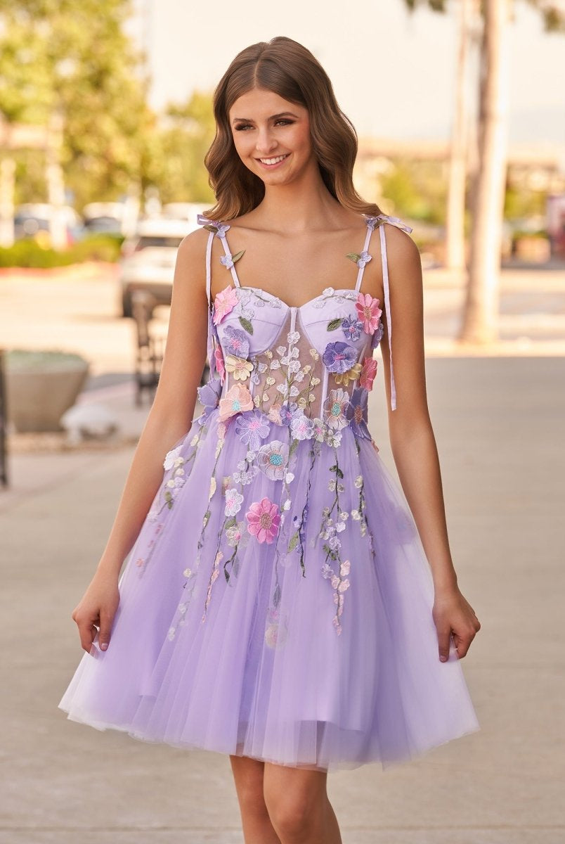 Janeka | A-Line Lavender Bloom Mini Homecoming Dress
