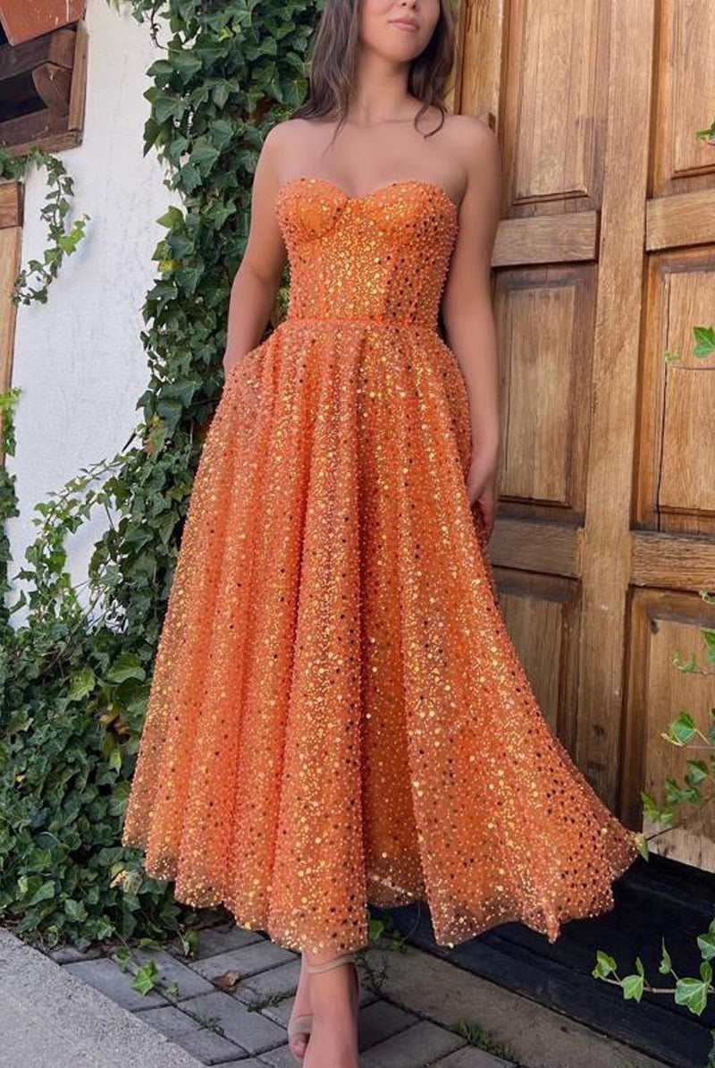 Melina | A - Line Prom Dresses Sparkle & Shine Dress Cocktail Party Floor Length Sleeveless Sweetheart Lace with Sequin - KissProm