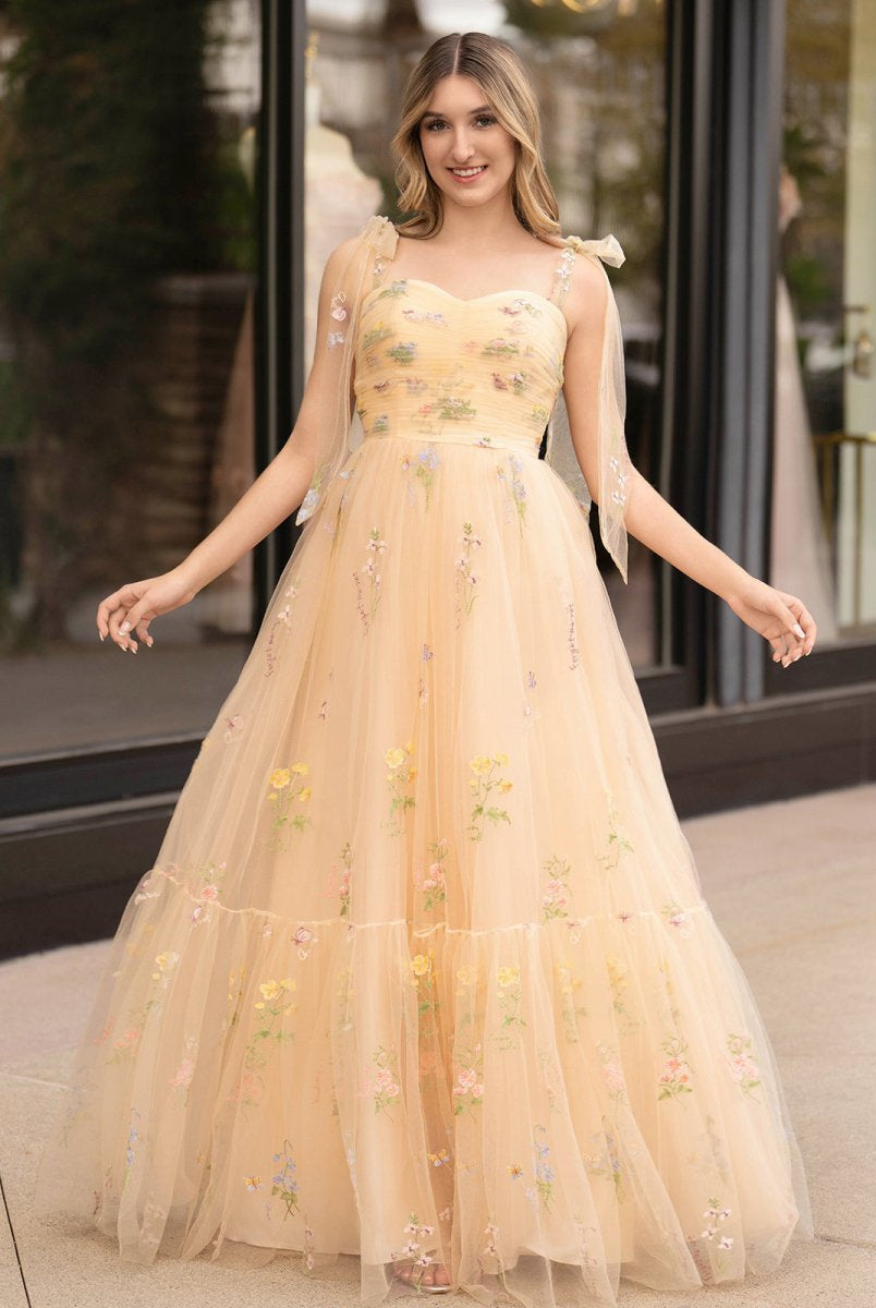 Rowan |A Line Sweetheart Long Prom Dress with Embroidery
