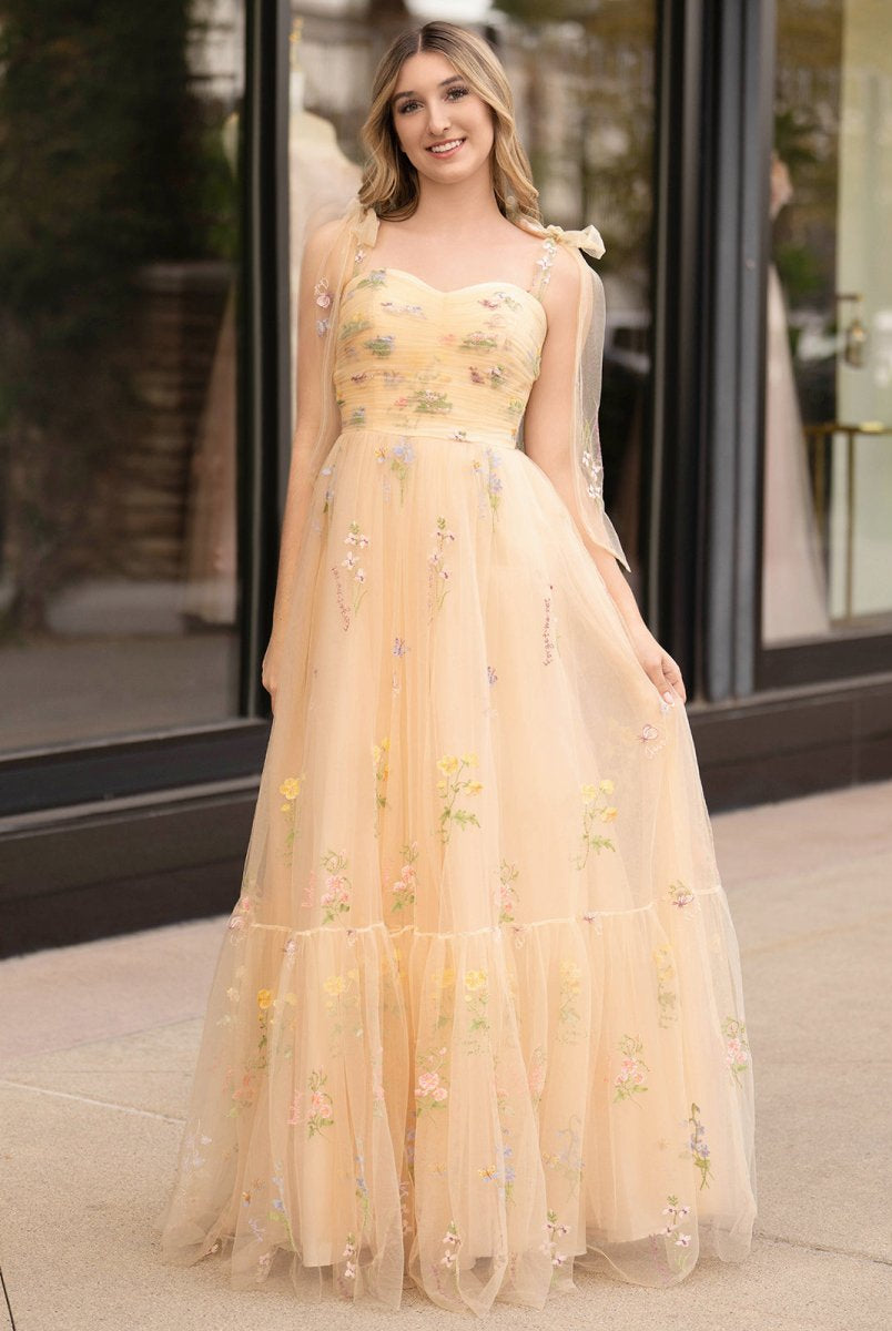 Rowan |A Line Sweetheart Long Prom Dress with Embroidery