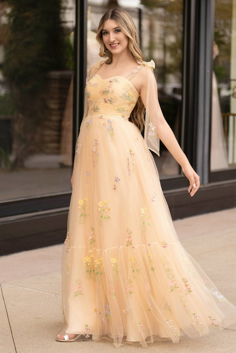 Rowan |A Line Sweetheart Long Prom Dress with Embroidery