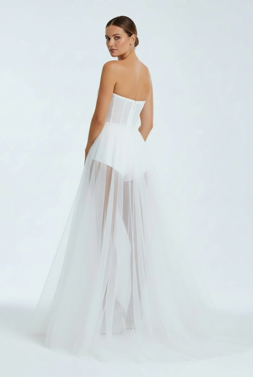 A - line Sweetheart Tulle High Split Bohemian Wedding Dresses - KissProm