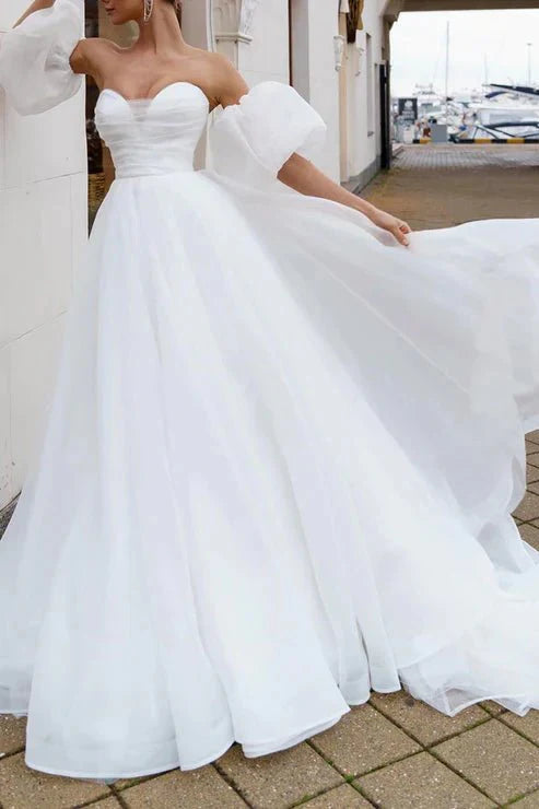 A Line Sweetheart White Hall Casual Wedding Dress Simple Bridal Gowns A Line Sweetheart White Hall Casual Wedding Dress Simple Bridal Gowns