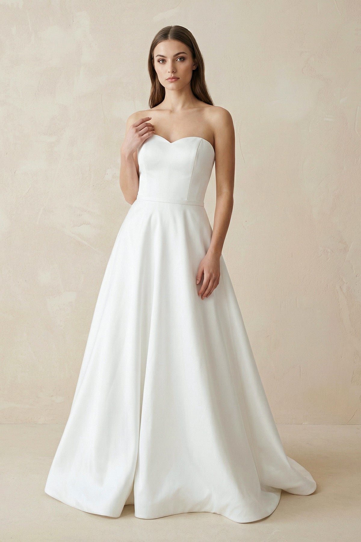 A-Line Sweetheart White Satin Wedding Dresses, Diamond White / 12 A-Line Sweetheart White Satin Wedding Dresses, Diamond White / 12