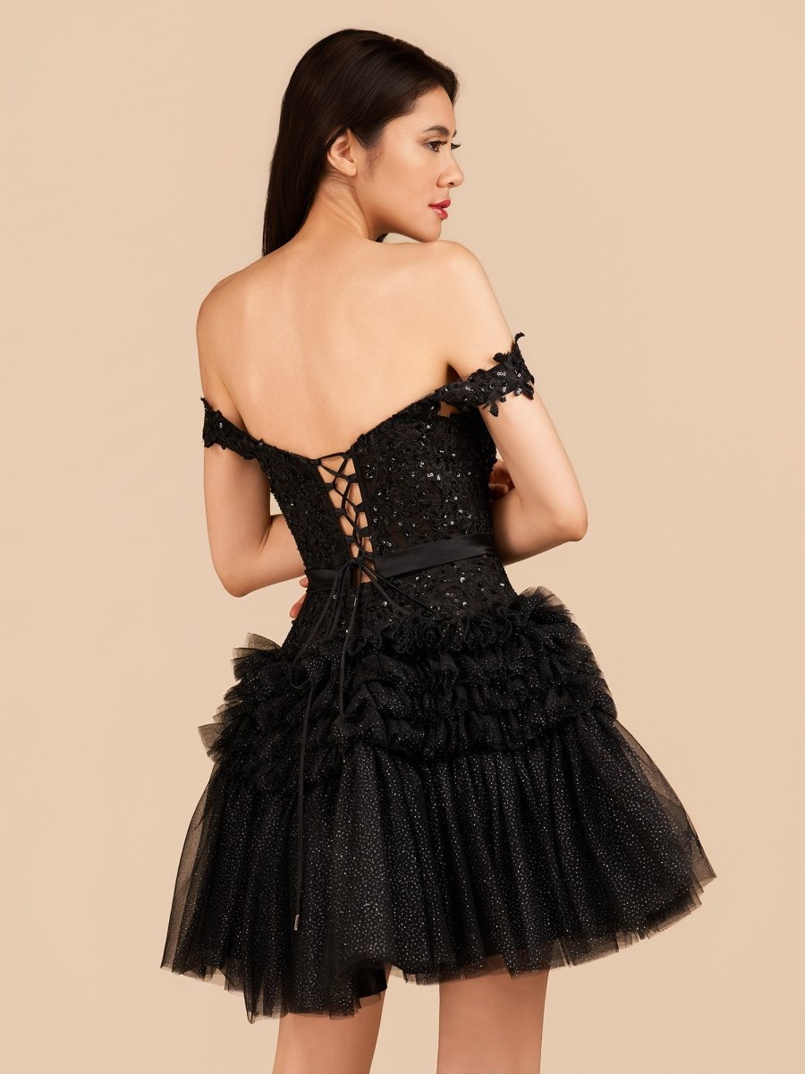 Sadie | A Line Tulle Tiered Short Homecoming Dress