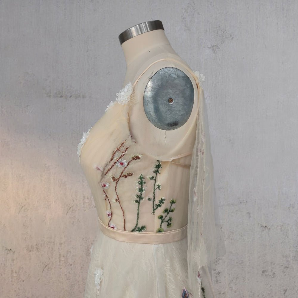 Diva | A-Line V Neck Sleeveless Floral Enchantment Boho Wedding Dress