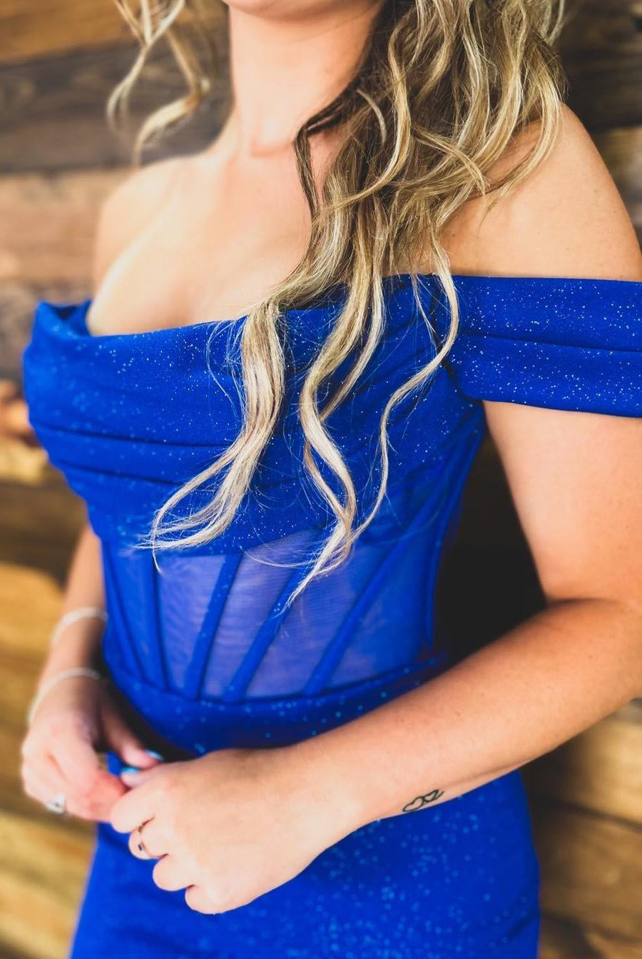Achillea | Royal Blue - Off The Shoulder Spandex Bodycon Homecoming Dresses