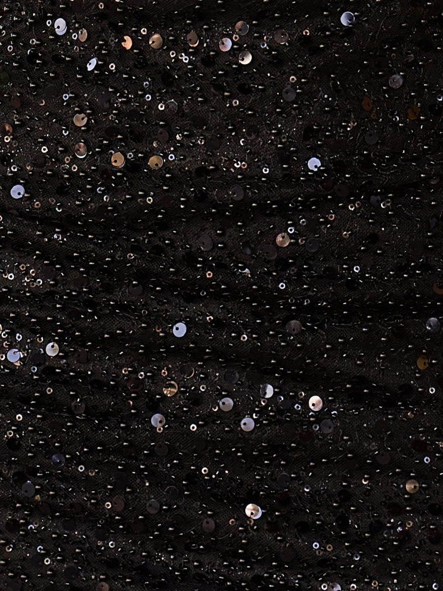 Alithia | Black - Sheath V Neck Sequined Homecoming Dresses with Puffed Sleeves