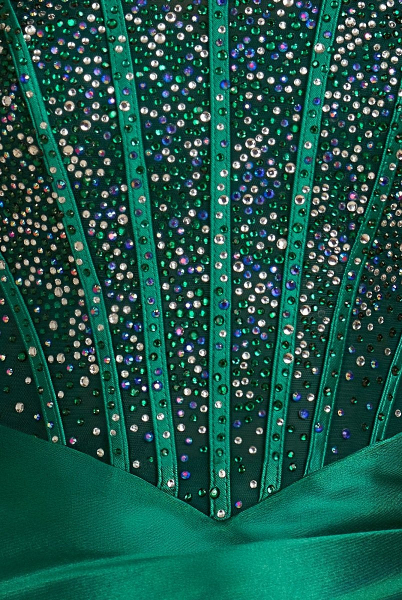 Amine | Dark Green - Bodycon Strapless Satin Corset Homecoming Dresses With Beads
