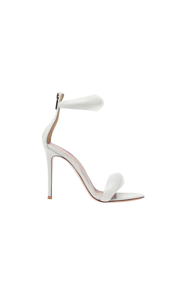 Gold Ankle Strap Leather Stiletto High Heel Sandals - KissProm