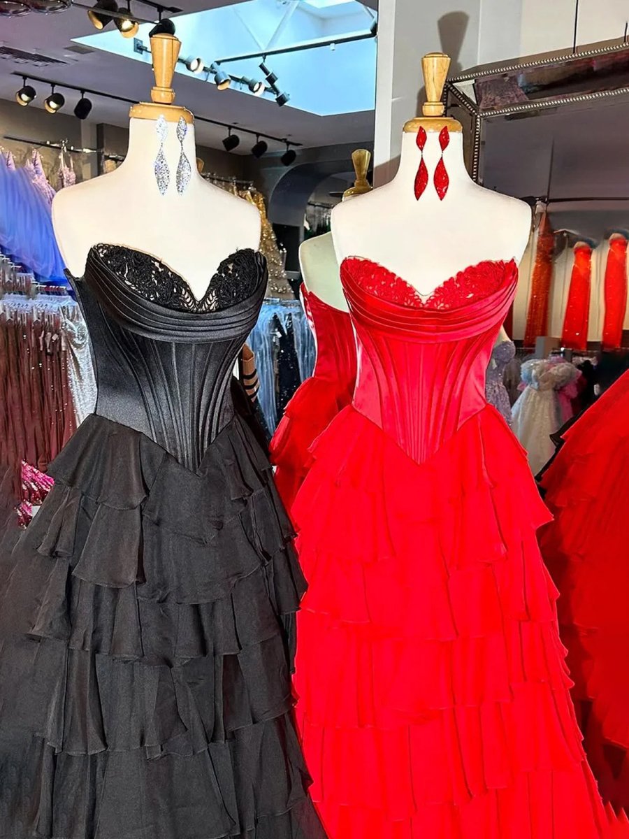 Ardea | Strapless A-Line Ruffle Long Prom Dress With Split