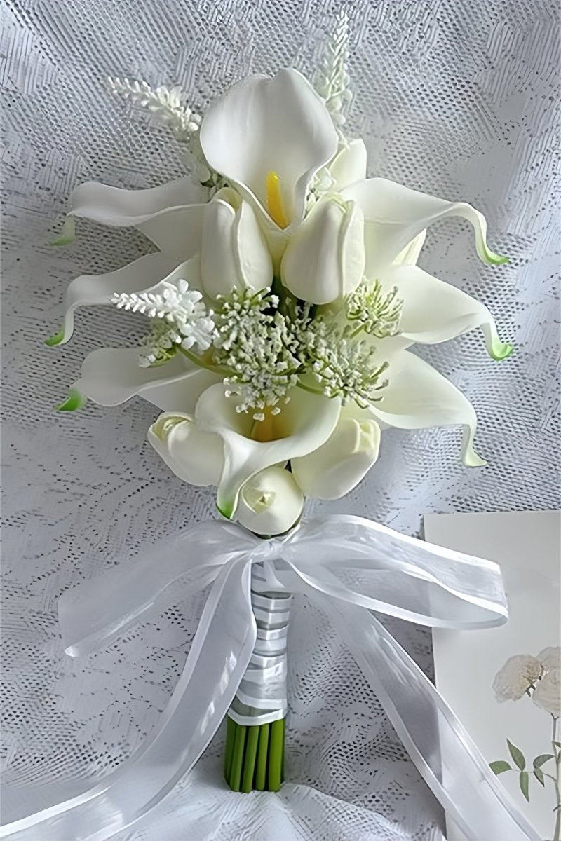 Artificial Tulip Cala Lilies Cascade Wedding Flower Bouquets - KissProm