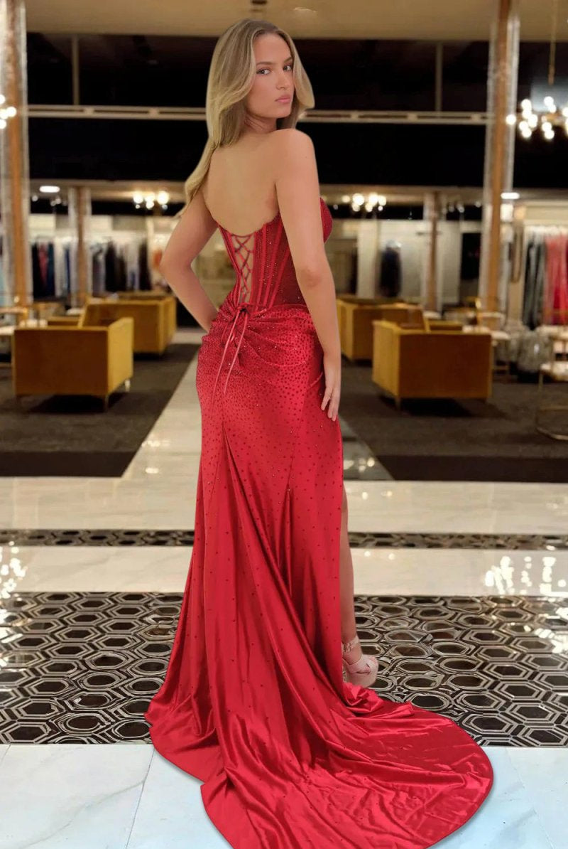 Aurorae | Mermaid Scoop Neck Navy Velvet Long Prom Dresses With Beading - KissProm