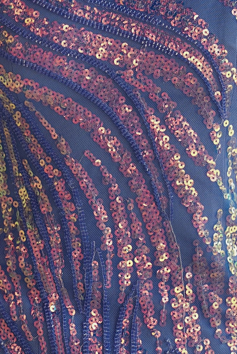 Aurum | Scoop Neck Hot Pink Mermaid Sequins Long Prom Dresses with Beading - KissProm