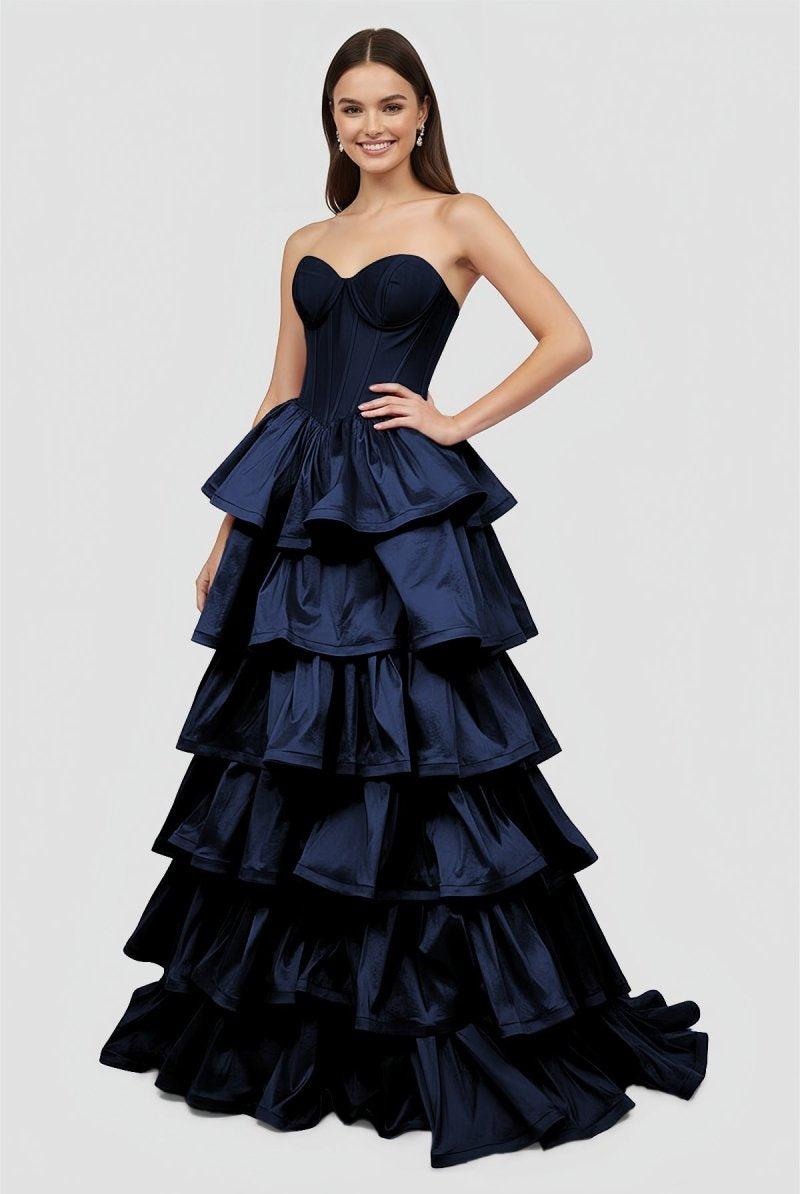 Ausha | Sweetheart Fuchsia Ruffles A - line Prom Dresses - KissProm