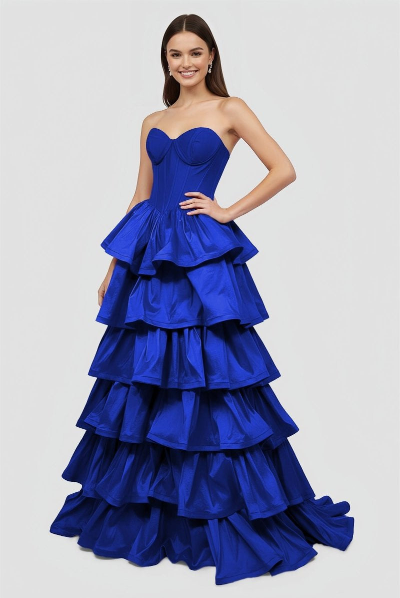 Ausha | Sweetheart Fuchsia Ruffles A - line Prom Dresses - KissProm