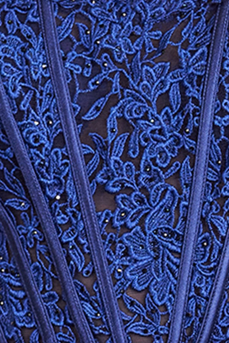 Linia|Sheath Royal Blue Strapless Corset Homecoming Dress - KissProm