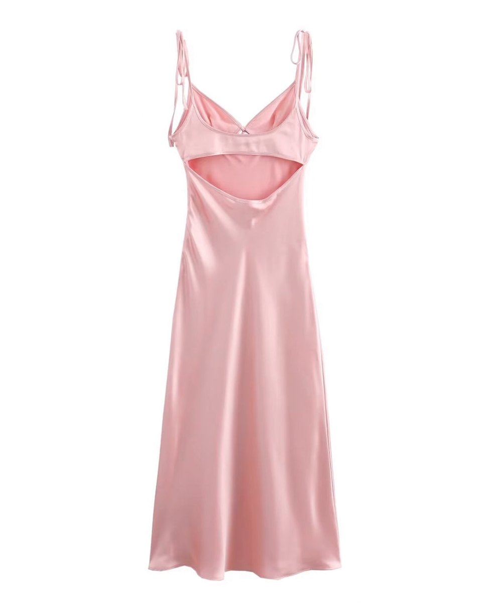 Azlie | Pink Sheath Spaghetti Straps Satin Long Prom Dresses With Keyhole - KissProm