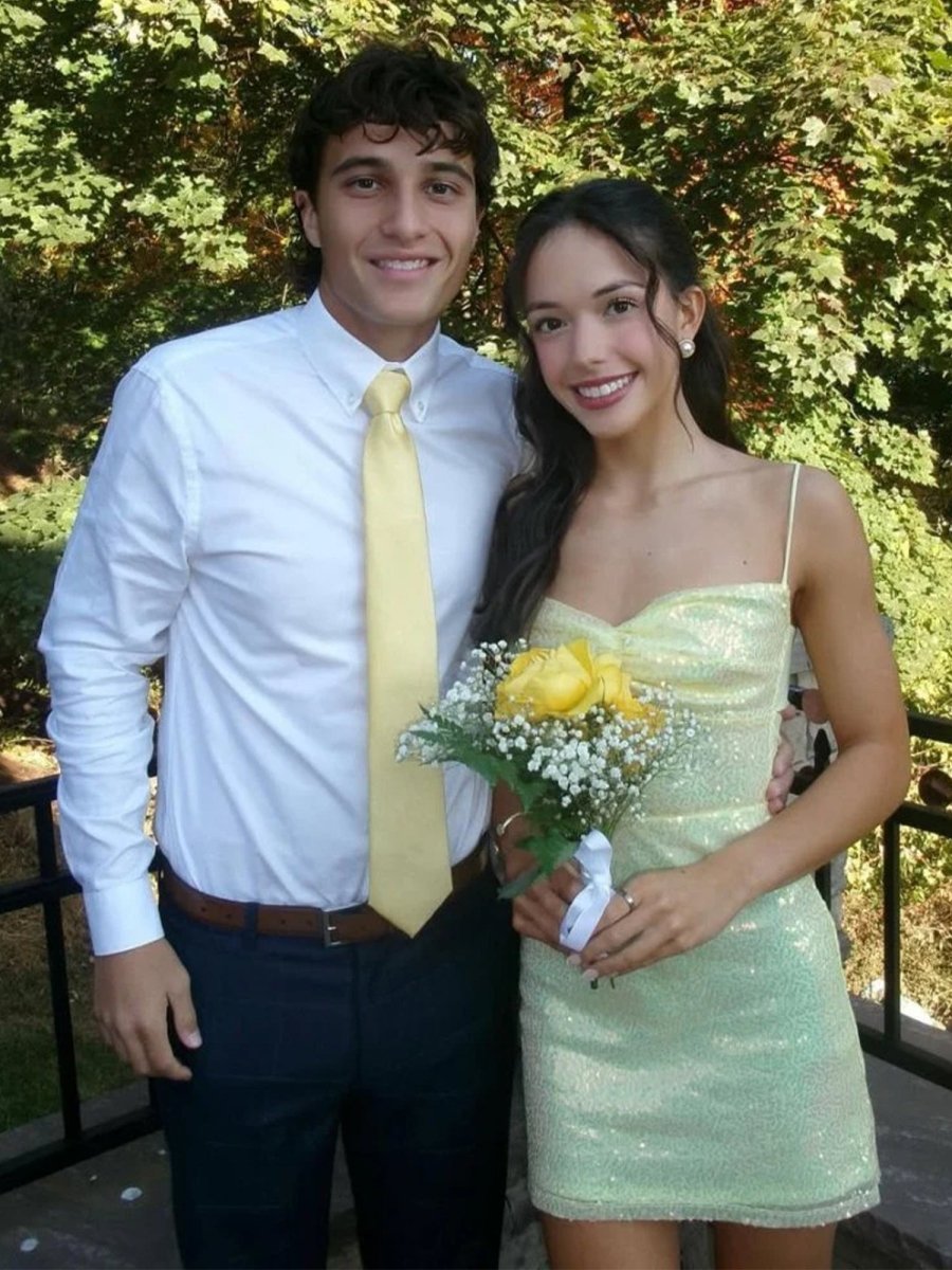 Baeliths | Yellow - Spaghetti Straps Bodycon Sequined Homecoming Dresses With Keyhole