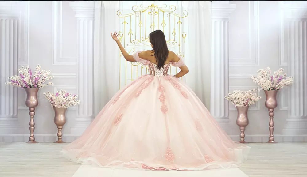 Ball-Gown Pink Off-the-Shoulder Quinceanera Dresses