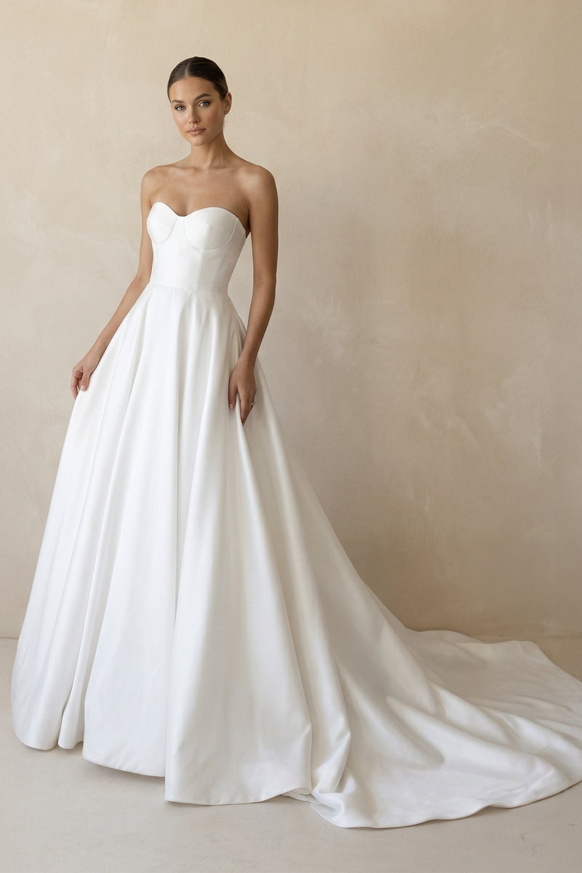 Ball Gown Sweetheart Satin Wedding Dresses, Diamond White / 14 Ball Gown Sweetheart Satin Wedding Dresses, Diamond White / 14