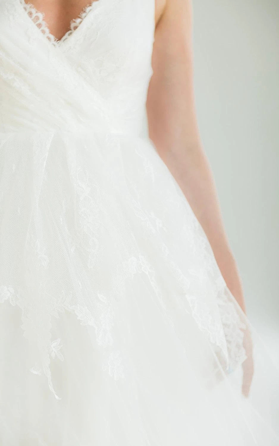 A-Line Sleeveless V-Neck Lace Satin Weddig Dress