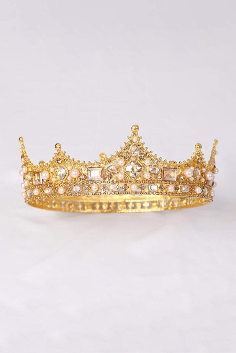 Baroque Vintage Crystal Pearl Crown - KissProm