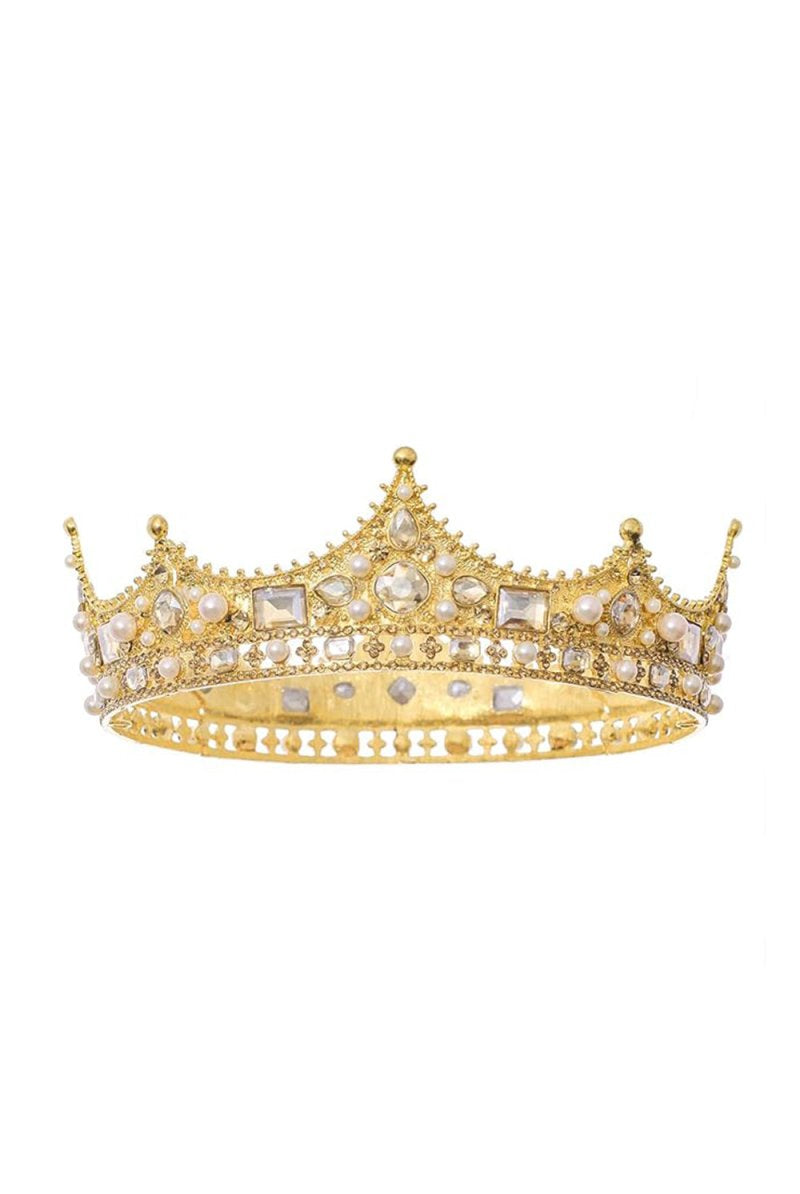 Baroque Vintage Crystal Pearl Crown - KissProm