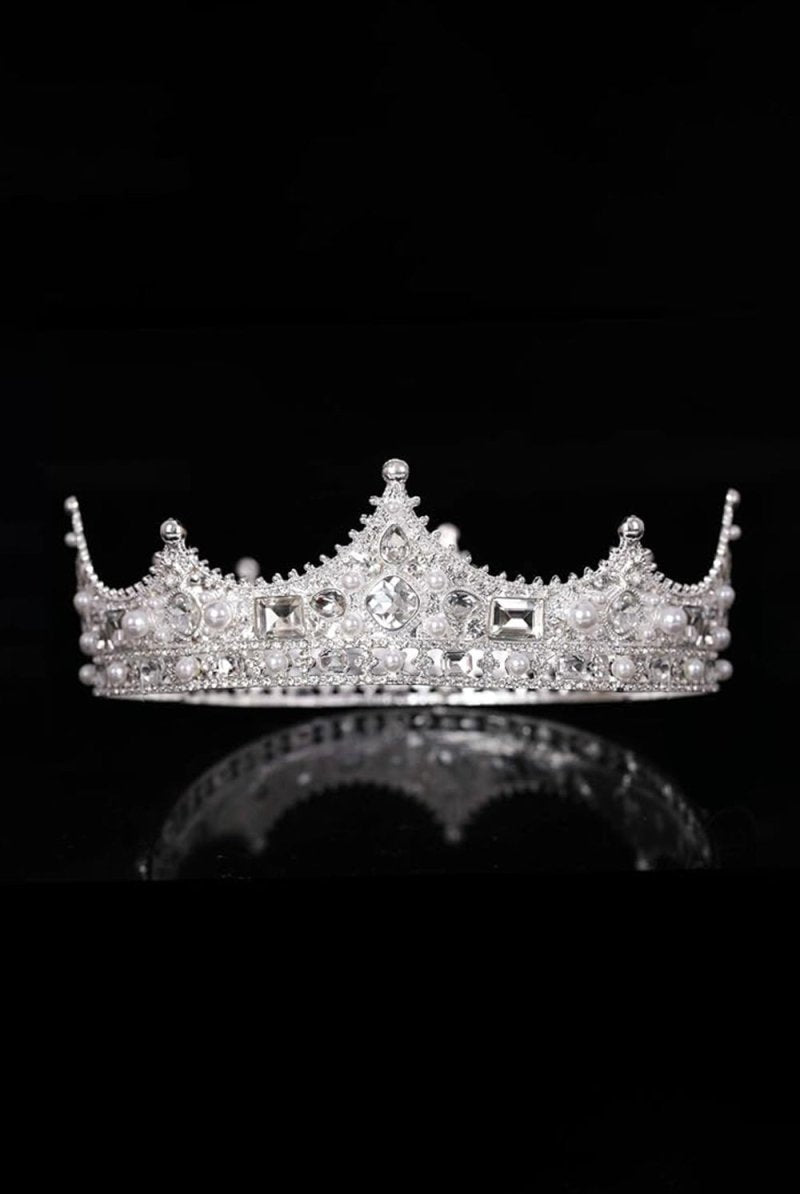 Baroque Vintage Crystal Pearl Crown - KissProm