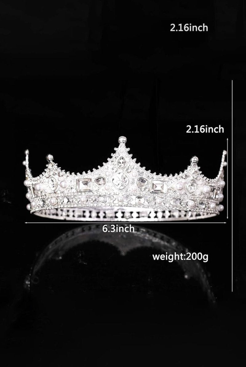 Baroque Vintage Crystal Pearl Crown - KissProm