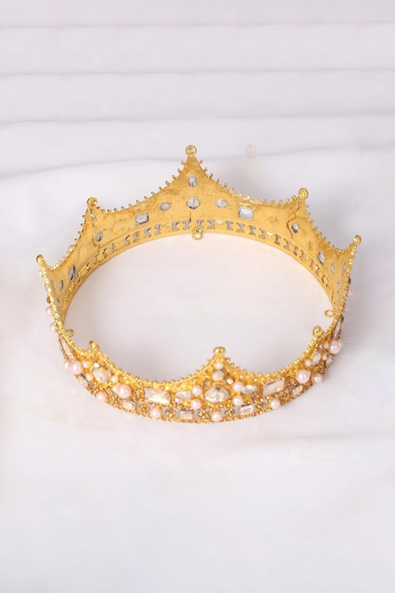 Baroque Vintage Crystal Pearl Crown - KissProm