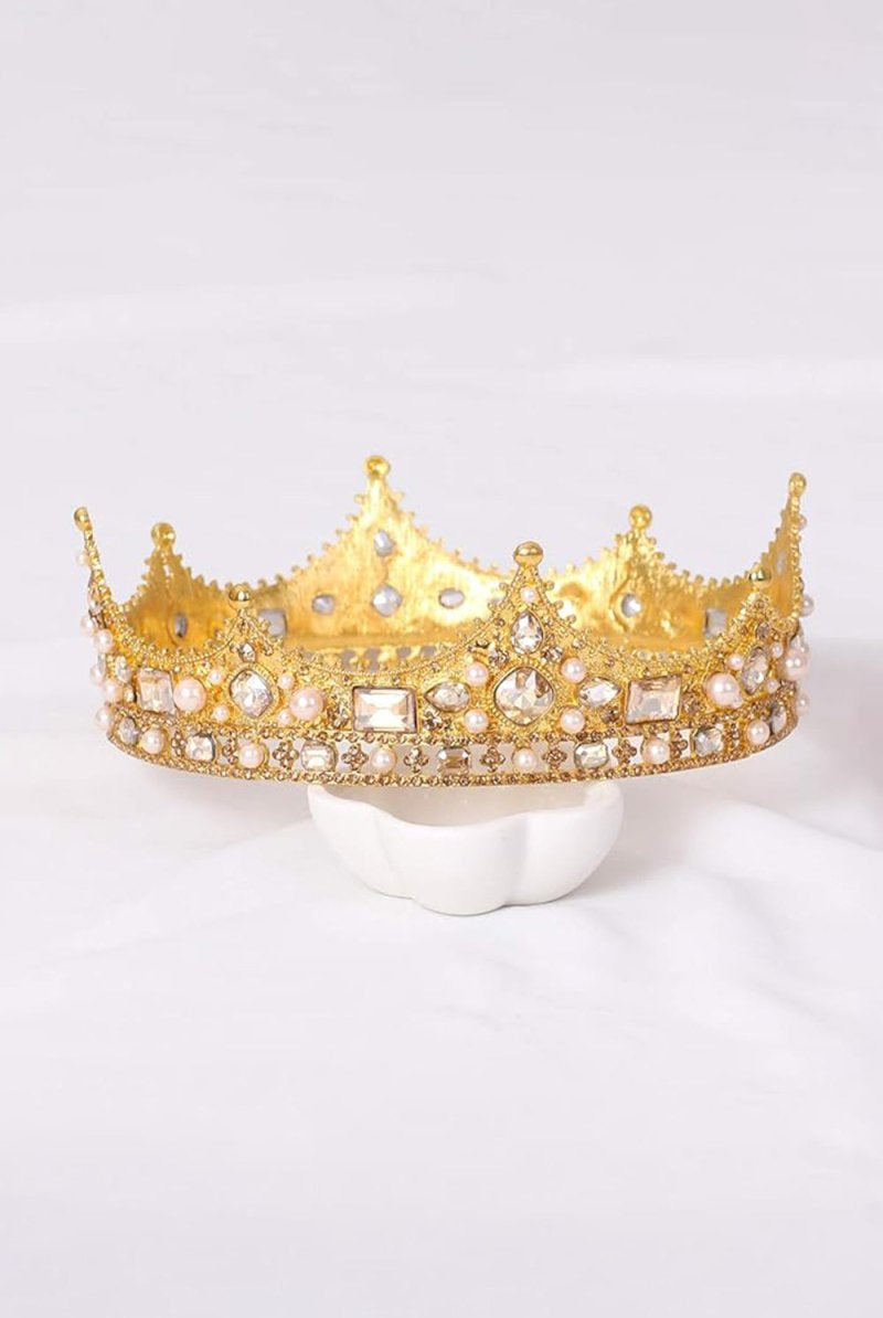 Baroque Vintage Crystal Pearl Crown - KissProm