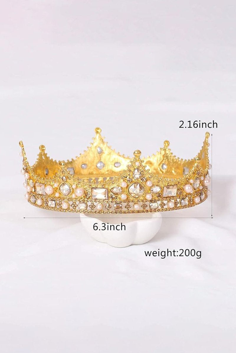 Baroque Vintage Crystal Pearl Crown - KissProm