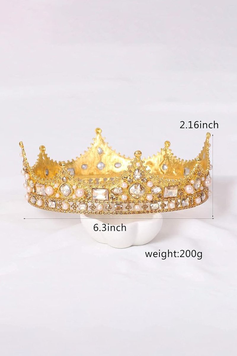 Baroque Vintage Crystal Pearl Crown - KissProm