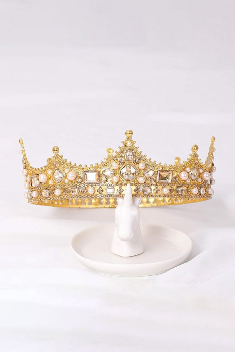 Baroque Vintage Crystal Pearl Crown - KissProm