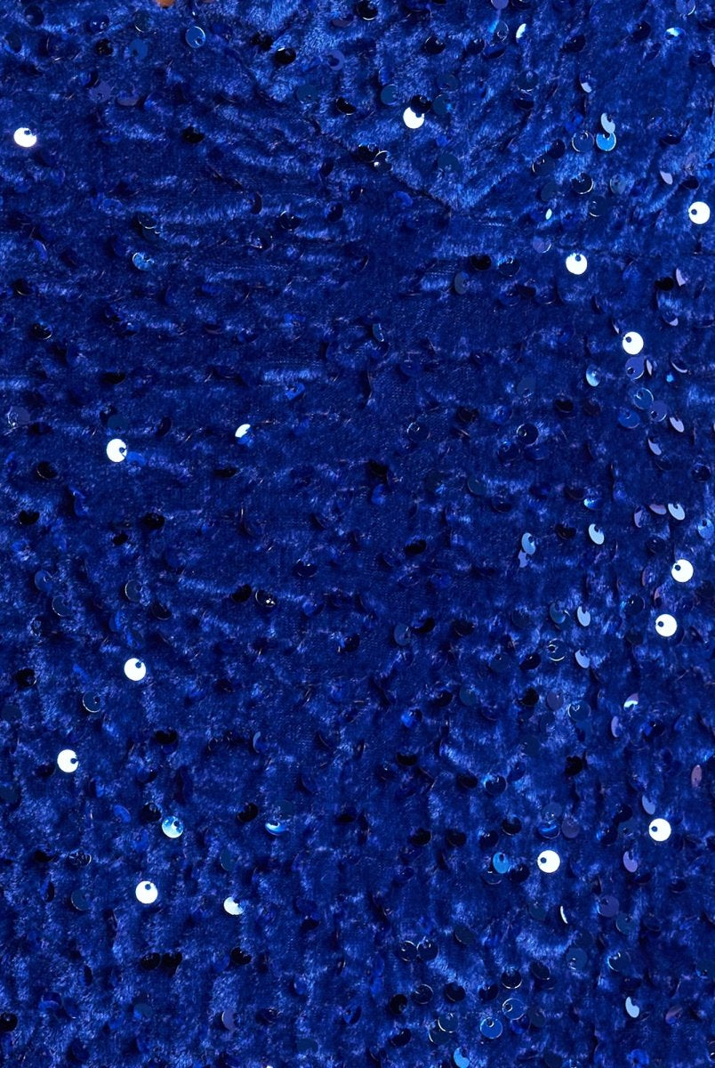 Basset | Sheath Royal Blue Sequined V - Neck Short Homecoming Dress - KissProm