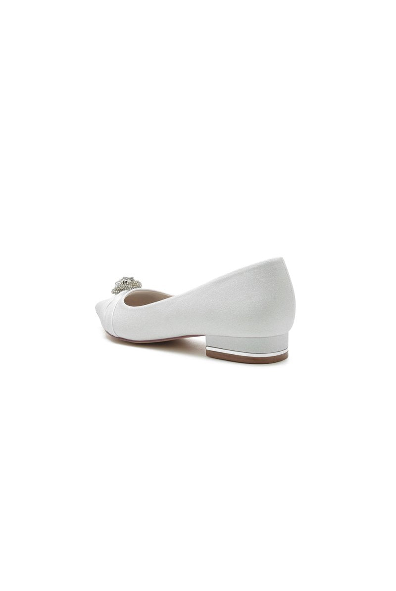 Beaded Pointed Toe Slip - On Wedding Shoes With Rhinestone - KissProm