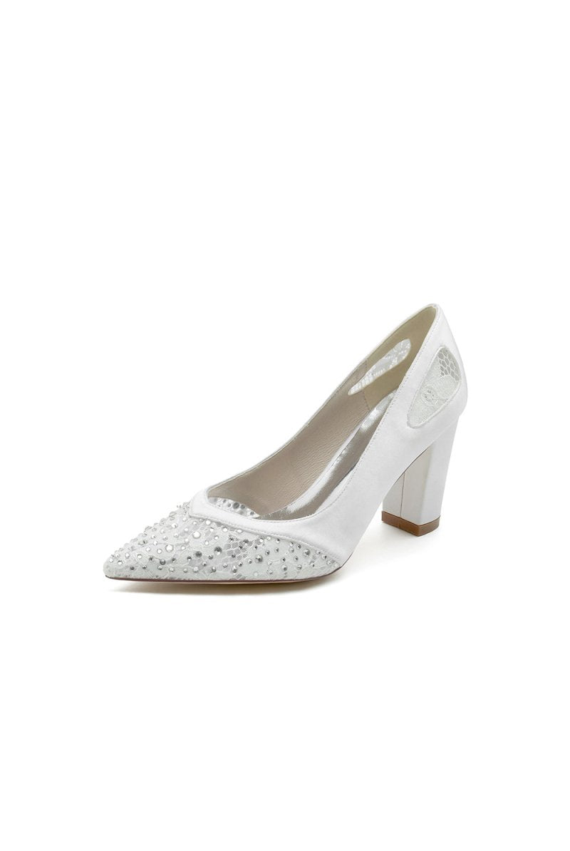 Beaded Wedding Shoes with Rhinestone - KissProm