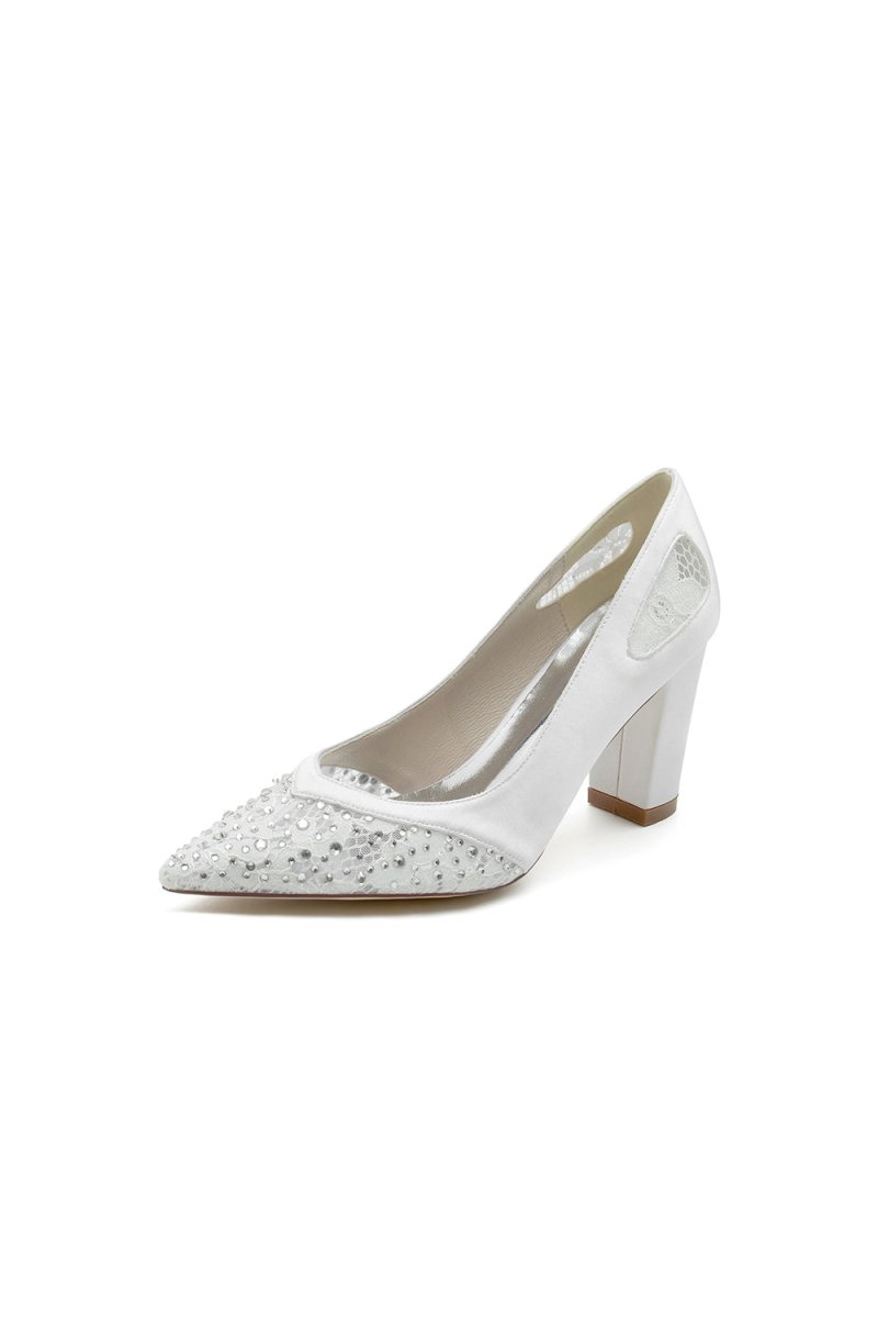 Beaded Wedding Shoes with Rhinestone - KissProm