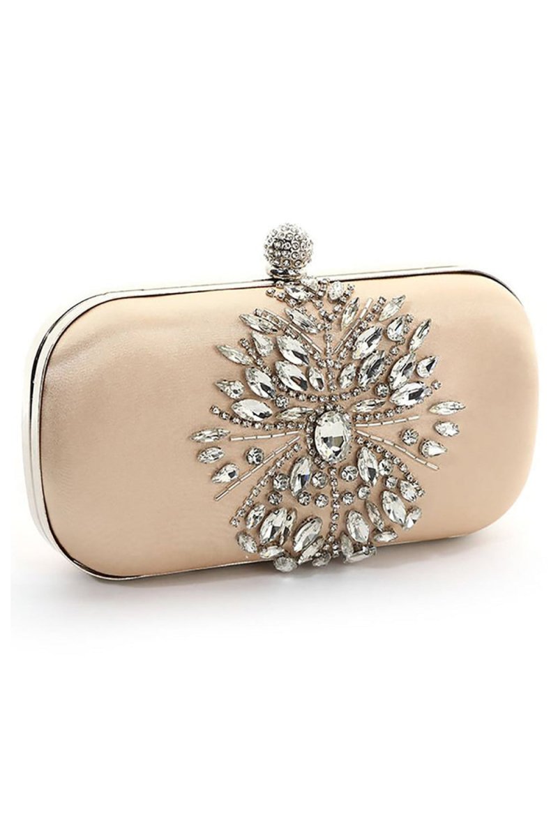 Beige Rhinestones Square Party Handbag - KissProm